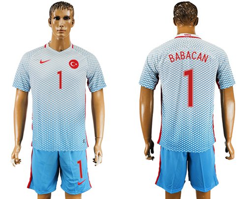 Turkey #1 Babacan Away Soccer Country Jersey